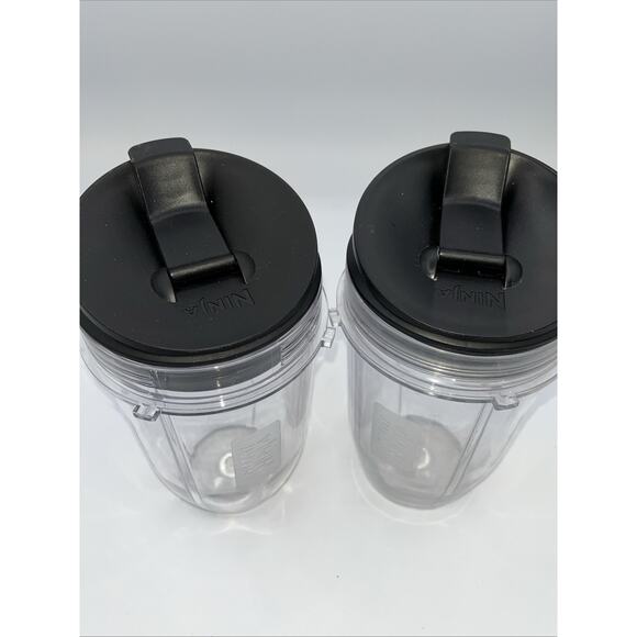Nutri Ninja Auto-iQ Blender single serve travel cups & lids SET 2 part BL494 - Picture 3 of 5